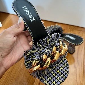 Versace tweed kitten heel size 37.5